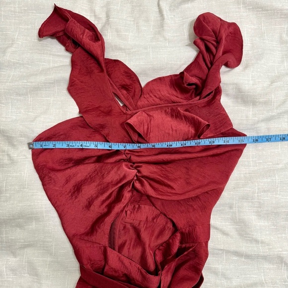 NWT! Fletch by Jojo Fletcher Maroon Ruffle Lola Mini Dress Size S - Picture 9 of 11